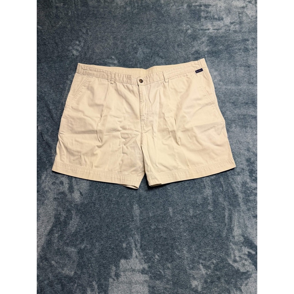 Kahala Mens 42 Tan Pleated Chino Shorts 100% Cotton Twill Casual Solid